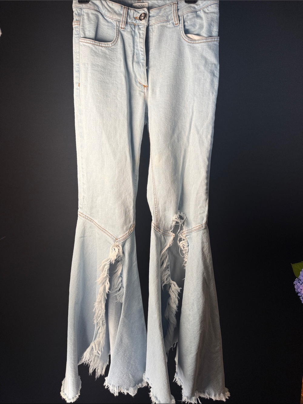Vionnet Pale Blue Distressed Flare Jeans (See Measurements)
